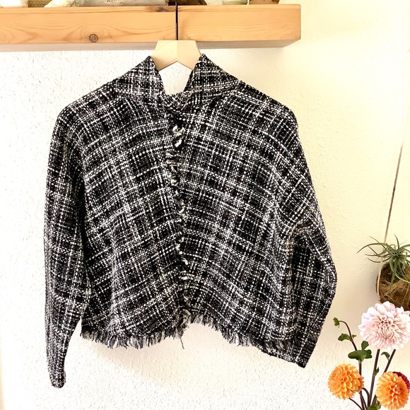 Zara plaid tweedy top - Picture 2 of 7